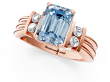 Rose gold Fancy Blue Emerald  Cut Three-Stone Channel Set Ring with Bar Prongs_60