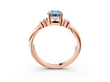Rose gold Fancy Blue Emerald  Cut Three-Stone Channel Set Ring with Bar Prongs_62