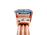Rose gold Fancy Blue Emerald  Cut Three-Stone Channel Set Ring with Bar Prongs_64