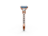 Rose gold Fancy Blue Emerald  Cut Three-Stone Diamond Pavé Band with Prong Setting_19