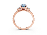 Rose gold Fancy Blue Emerald  Cut Three-Stone Diamond Pavé Band with Prong Setting_20