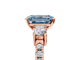 Rose gold Fancy Blue Emerald  Cut Three-Stone Diamond Pavé Band with Prong Setting_22