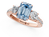 Rose gold Fancy Blue Emerald  Cut Three-Stone Diamond Pave Band with Prong Setting_38