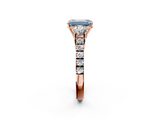 Rose gold Fancy Blue Emerald  Cut Three-Stone Diamond Pave Band with Prong Setting_39