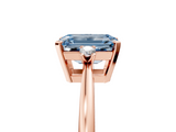 Rose gold Fancy Blue Emerald  Cut Three-Stone Solitaire Ring with Round Accent Diamonds and Four-Prong Setting_25