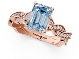 Rose gold Fancy Blue Emerald  Cut Twisted Pavé Band Solitaire Ring with Four-Prong Setting_56