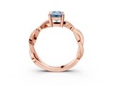 Rose gold Fancy Blue Emerald  Cut Twisted Pavé Band Solitaire Ring with Four-Prong Setting_58