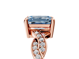 Rose gold Fancy Blue Emerald  Cut Twisted Pavé Band Solitaire Ring with Four-Prong Setting_60