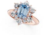 Rose gold Fancy Blue Emerald  Diamond Cluster Halo Ring with Solitaire Band and Four-Prong Setting_21