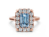 Rose gold Fancy Blue Emerald  Diamond Cluster Halo Solitaire with Four-Prong Setting_93