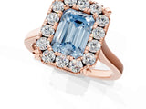 Rose gold Fancy Blue Emerald  Diamond Cluster Halo Solitaire with Four-Prong Setting_94