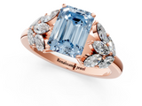 Rose gold Fancy Blue Emerald  Diamond Cluster Leaf Design Ring with Prong Setting_53