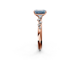 Rose gold Fancy Blue Emerald  Diamond Cluster Prong-Set Solitaire Ring_26