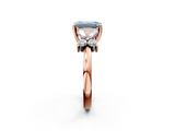 Rose gold Fancy Blue Emerald  Diamond Floral Cluster Ring with Solitaire Band and Prong Setting_34