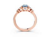 Rose gold Fancy Blue Emerald  Diamond Floral Cluster Ring with Solitaire Band and Prong Setting_35