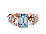 Rose gold Fancy Blue Emerald  Diamond Floral Vine Solitaire Engagement Ring_3
