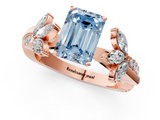 Rose gold Fancy Blue Emerald  Diamond Floral Vine Solitaire Engagement Ring_4