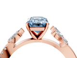 Rose gold Fancy Blue Emerald  Diamond Floral Vine Solitaire Engagement Ring_7