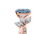 Rose gold Fancy Blue Emerald  Diamond Floral Vine Solitaire Engagement Ring_8