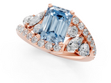 Rose gold Fancy Blue Emerald  Diamond Halo Ring with Marquise and Pavé Band in Prong Setting_68