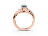 Rose gold Fancy Blue Emerald  Diamond Halo Ring with Marquise and Pavé Band in Prong Setting_70
