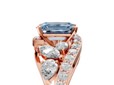 Rose gold Fancy Blue Emerald  Diamond Halo Ring with Marquise and Pavé Band in Prong Setting_72
