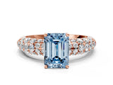 Rose gold Fancy Blue Emerald  Diamond Pavé Band Solitaire Ring with Four-Prong Setting_48