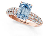 Rose gold Fancy Blue Emerald  Diamond Pavé Band Solitaire Ring with Four-Prong Setting_49