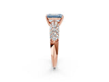 Rose gold Fancy Blue Emerald  Diamond Pavé Band Solitaire Ring with Four-Prong Setting_50