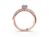 Rose gold Fancy Blue Emerald  Diamond Pavé Band Solitaire Ring with Four-Prong Setting_51