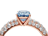 Rose gold Fancy Blue Emerald  Diamond Pavé Band Solitaire Ring with Four-Prong Setting_52