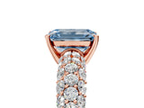 Rose gold Fancy Blue Emerald  Diamond Pavé Band Solitaire Ring with Four-Prong Setting_53
