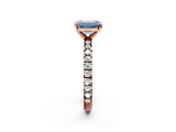 Rose gold Fancy Blue Emerald  Diamond Pavé Band Solitaire with Four-Prong Setting_181