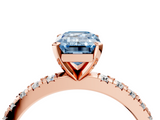 Rose gold Fancy Blue Emerald  Diamond Pavé Band Solitaire with Four-Prong Setting_183