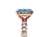 Rose gold Fancy Blue Emerald  Diamond Pavé Band Solitaire with Four-Prong Setting_184
