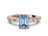 Rose gold Fancy Blue Emerald  Diamond Pavé Band Solitaire with Four-Prong Setting_3