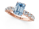 Rose gold Fancy Blue Emerald  Diamond Pavé Band Solitaire with Four-Prong Setting_4