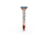 Rose gold Fancy Blue Emerald  Diamond Pavé Band Solitaire with Four-Prong Setting_5