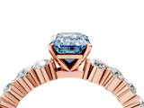 Rose gold Fancy Blue Emerald  Diamond Pavé Band Solitaire with Four-Prong Setting_7