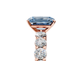 Rose gold Fancy Blue Emerald  Diamond Pavé Band Solitaire with Four-Prong Setting_8