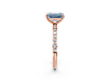 Rose gold Fancy Blue Emerald  Diamond Pavé Band with Six-Prong Setting_29
