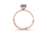 Rose gold Fancy Blue Emerald  Diamond Pavé Band with Six-Prong Setting_30