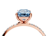 Rose gold Fancy Blue Emerald  Diamond Pavé Band with Six-Prong Setting_31
