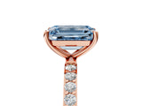 Rose gold Fancy Blue Emerald  Diamond Pavé Band with Six-Prong Setting_32