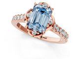 Rose gold Fancy Blue Emerald  Diamond Pave Band with Floral Prong Setting_28