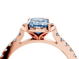 Rose gold Fancy Blue Emerald  Diamond Pave Band with Floral Prong Setting_31