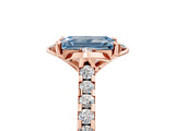 Rose gold Fancy Blue Emerald  Diamond Pave Band with Floral Prong Setting_32
