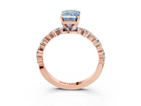 Rose gold Fancy Blue Emerald  Diamond Prong Set Engagement Ring with Pave Band_207
