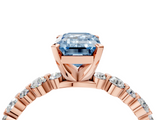 Rose gold Fancy Blue Emerald  Diamond Prong Set Engagement Ring with Pave Band_208