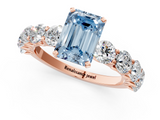 Rose gold Fancy Blue Emerald  Diamond Prong Setting with Side Stones on a Pave Band_142